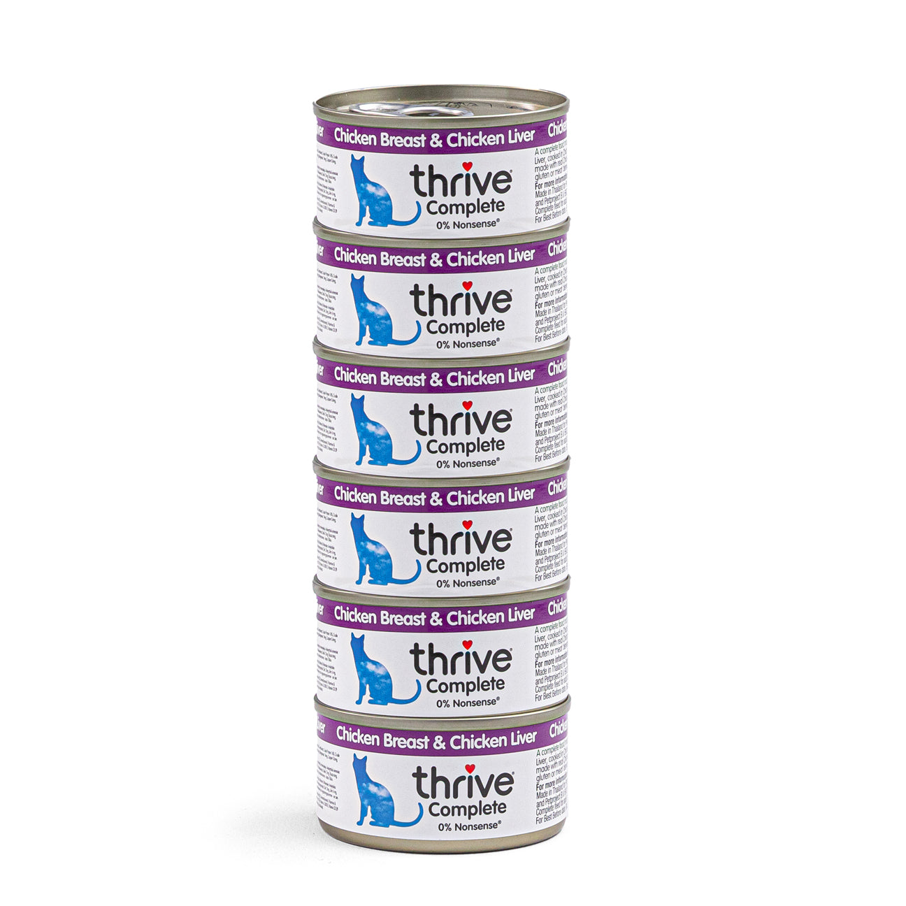 Thrive Chicken Breast with Chicken Liver wet cat food tin, 100% complete grain-free meal.
