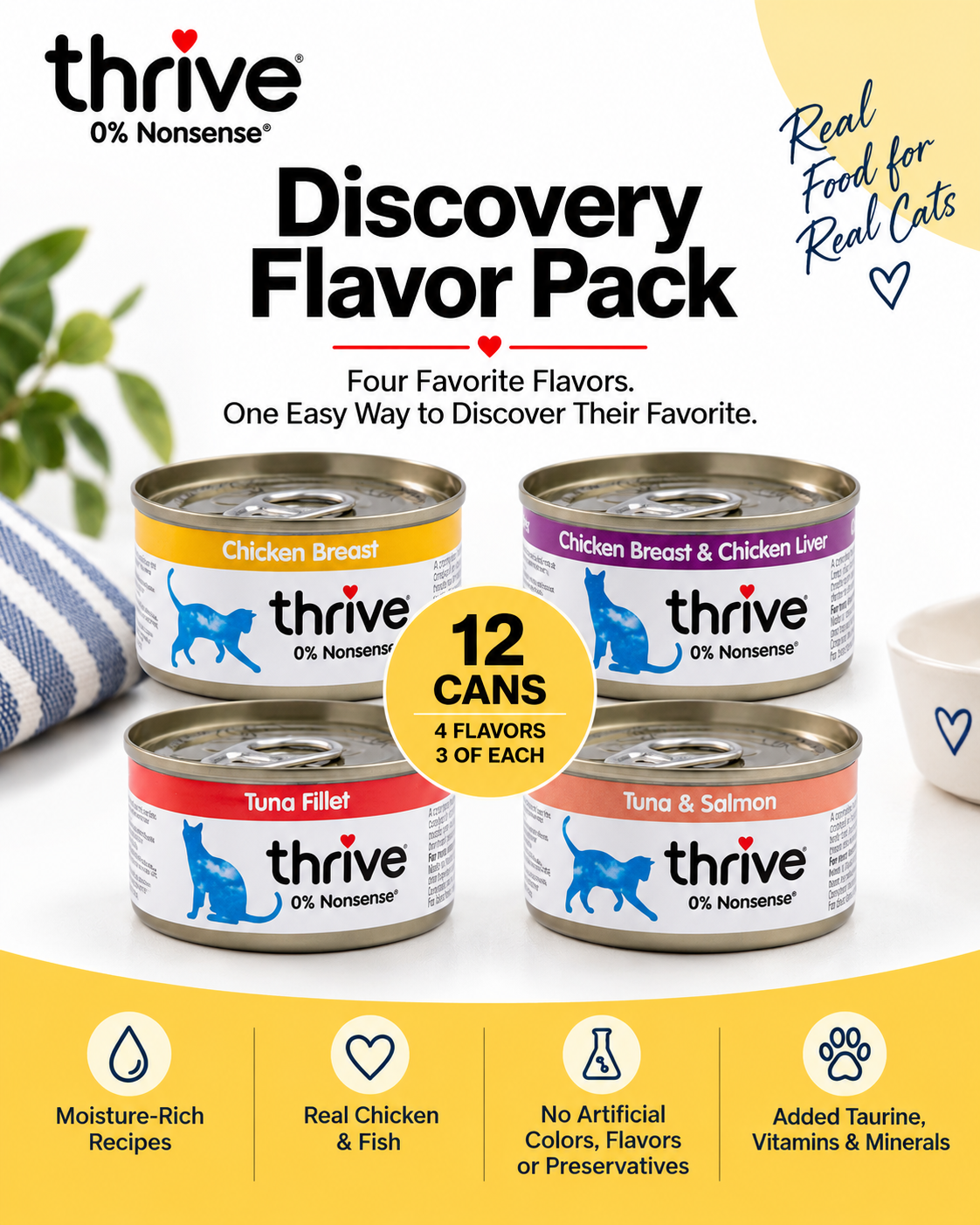 Thrive Discovery Flavor Pack – 12 Can Wet Cat Food Variety Pack